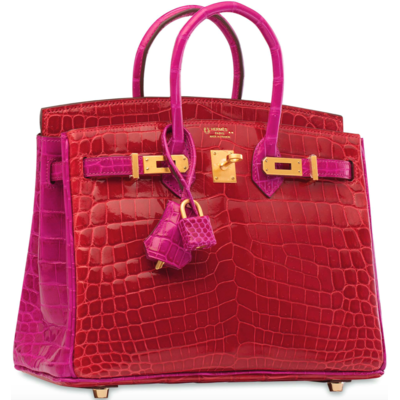 Hermès Birkin 25 Special Order HSS Braise / Rose Scheherazade Lisse Crocodile Niloticus BGHW