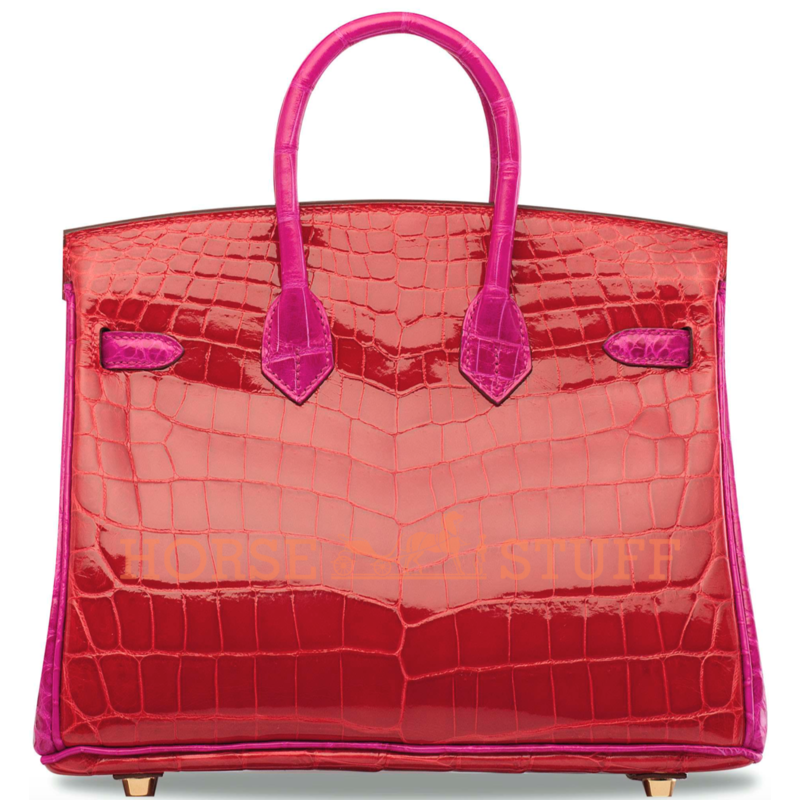 Hermès Birkin 25 Special Order HSS Braise / Rose Scheherazade Lisse Crocodile Niloticus BGHW