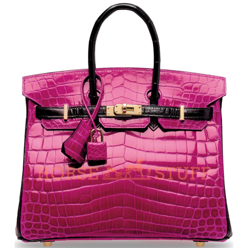 Hermès Birkin 25 Special Order HSS Rose Scheherazade / Black Lisse Crocodile Niloticus GHW