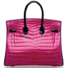 Hermès Birkin 25 Special Order HSS Rose Scheherazade / Black Lisse Crocodile Niloticus GHW