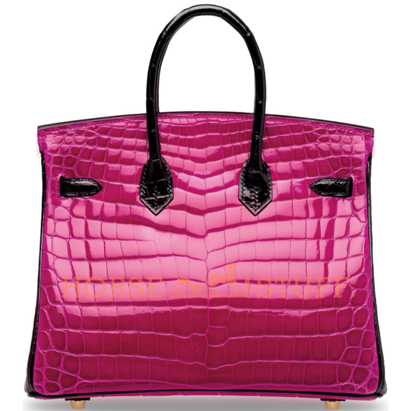 Hermès Birkin 25 Special Order HSS Rose Scheherazade / Black Lisse Crocodile Niloticus GHW