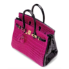 Hermès Birkin 25 Special Order HSS Rose Scheherazade / Black Lisse Crocodile Niloticus GHW