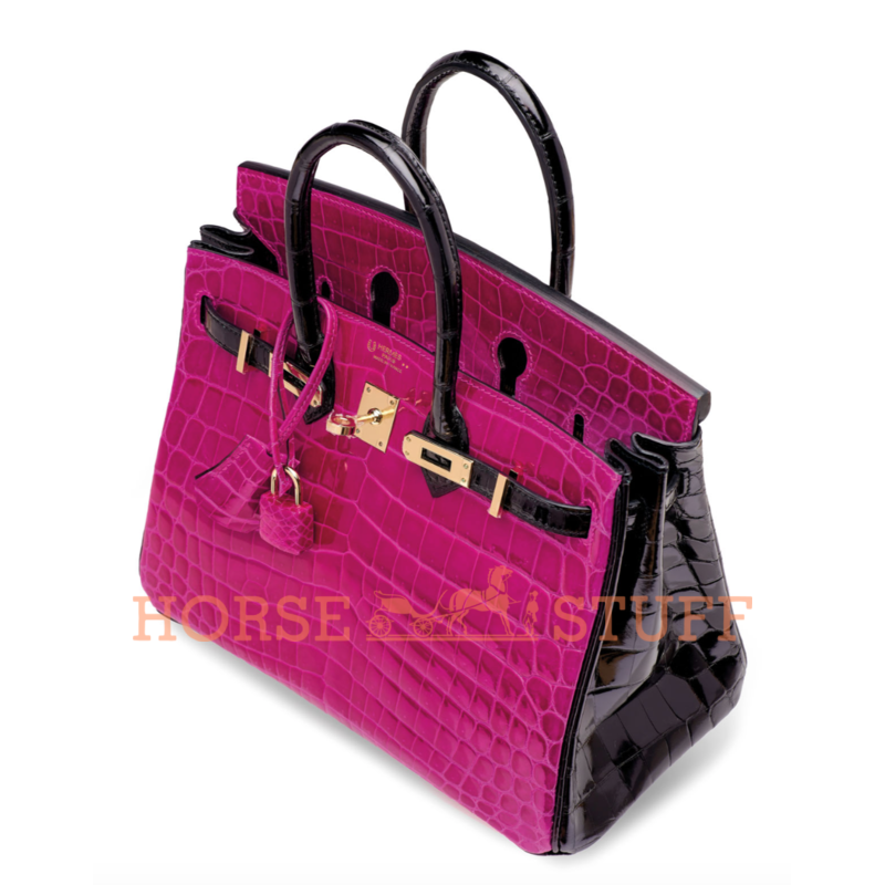 Hermès Birkin 25 Special Order HSS Rose Scheherazade / Black Lisse Crocodile Niloticus GHW