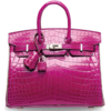 Hermès Birkin 25 Special Order HSS Rose Scheherazade / Gris Tourterelle Lisse Crocodile Niloticus PHW