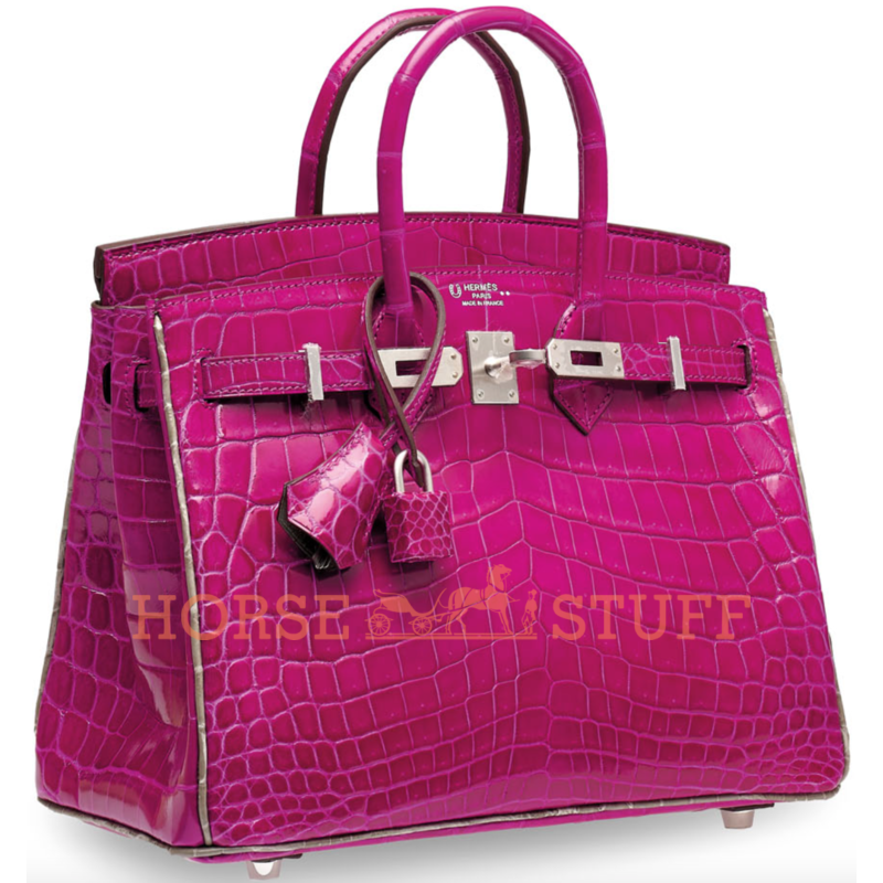 Hermès Birkin 25 Special Order HSS Rose Scheherazade / Gris Tourterelle Lisse Crocodile Niloticus PHW