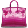 Hermès Birkin 25 Special Order HSS Rose Scheherazade / Gris Tourterelle Lisse Crocodile Niloticus PHW