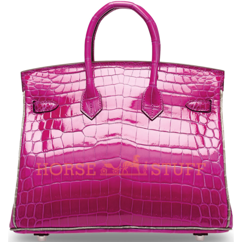 Hermès Birkin 25 Special Order HSS Rose Scheherazade / Gris Tourterelle Lisse Crocodile Niloticus PHW