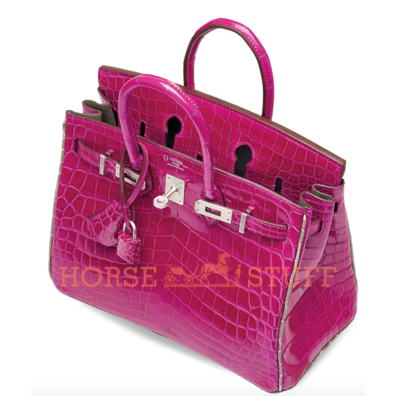 Hermès Birkin 25 Special Order HSS Rose Scheherazade / Gris Tourterelle Lisse Crocodile Niloticus PHW