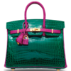 Hermès Birkin 25 Special Order HSS Vert Emerald / Rose Scheherazade Lisse Crocodile Niloticus BGHW