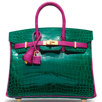 Hermès Birkin 25 Special Order HSS Vert Emerald / Rose Scheherazade Lisse Crocodile Niloticus BGHW