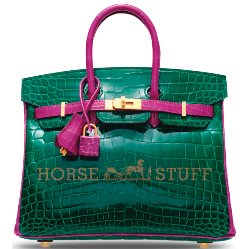 Hermès Birkin 25 Special Order HSS Vert Emerald / Rose Scheherazade Lisse Crocodile Niloticus BGHW