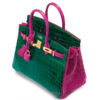 Hermès Birkin 25 Special Order HSS Vert Emerald / Rose Scheherazade Lisse Crocodile Niloticus BGHW