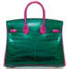 Hermès Birkin 25 Special Order HSS Vert Emerald / Rose Scheherazade Lisse Crocodile Niloticus BGHW