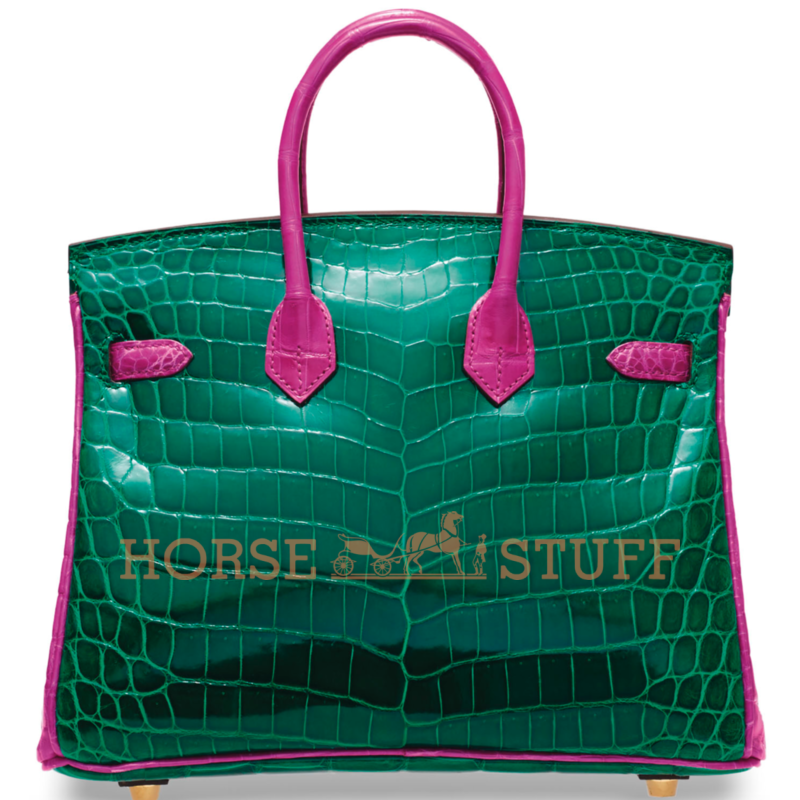 Hermès Birkin 25 Special Order HSS Vert Emerald / Rose Scheherazade Lisse Crocodile Niloticus BGHW