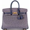 Hermès Birkin 25 Special Order HSS Gris Agate / Blue Iris Ostrich GHW