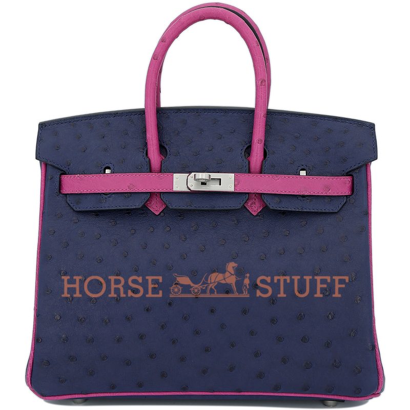 Hermès Birkin 25 Special Order HSS Blue Iris / Rose Pourpre Ostrich BPHW