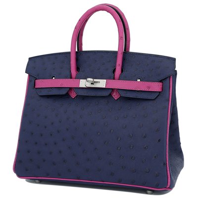 Hermès Birkin 25 Special Order HSS Blue Iris / Rose Pourpre Ostrich BPHW