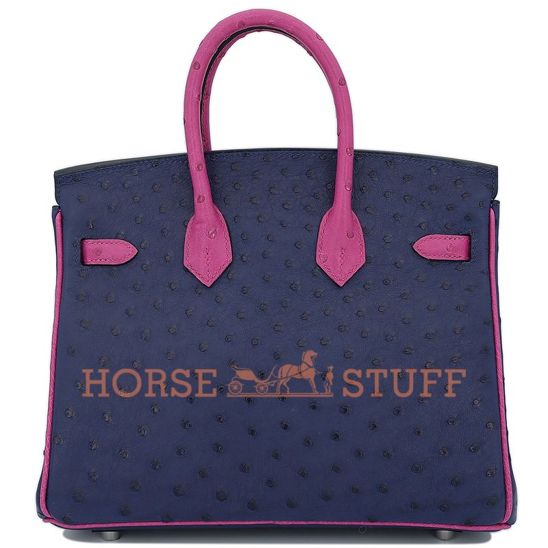 Hermès Birkin 25 Special Order HSS Blue Iris / Rose Pourpre Ostrich BPHW