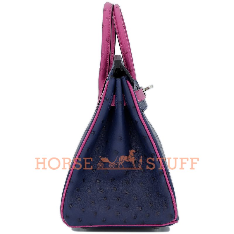 Hermès Birkin 25 Special Order HSS Blue Iris / Rose Pourpre Ostrich BPHW