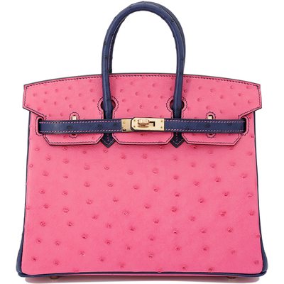 Hermès Birkin 25 Special Order HSS Rose Tyrien / Blue Iris Ostrich GHW