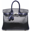 Hermès Birkin 25 Special Order HSS Blue Marine / Blue Electrique Lisse Crocodile Porosus BPHW