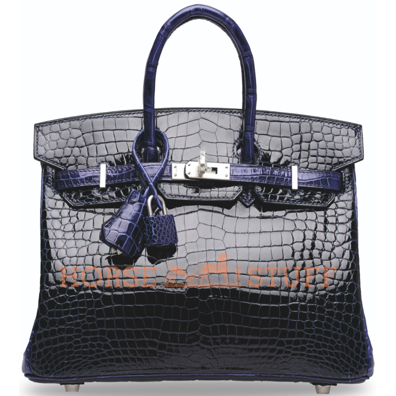 Hermès Birkin 25 Special Order HSS Blue Marine / Blue Electrique Lisse Crocodile Porosus BPHW