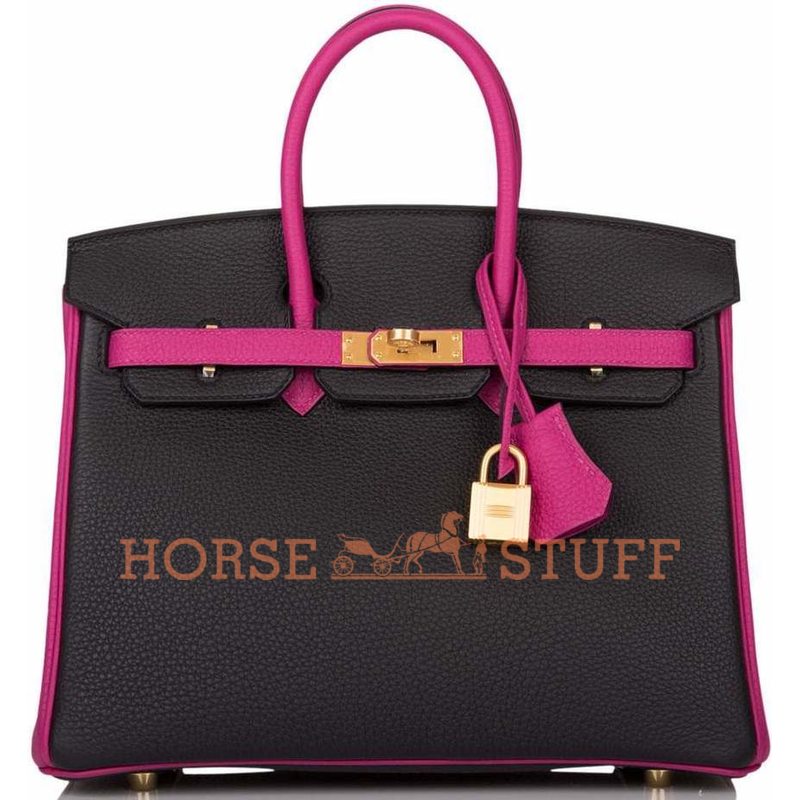 Hermès Birkin 25 Special Order HSS Black / Rose Pourpre Togo BGHW