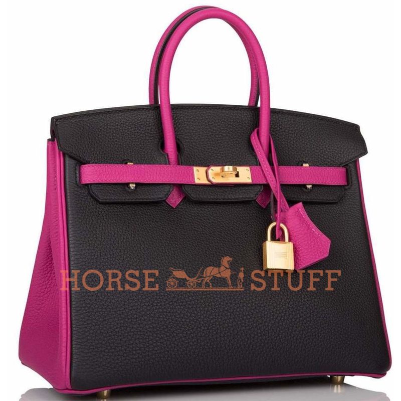 Hermès Birkin 25 Special Order HSS Black / Rose Pourpre Togo BGHW