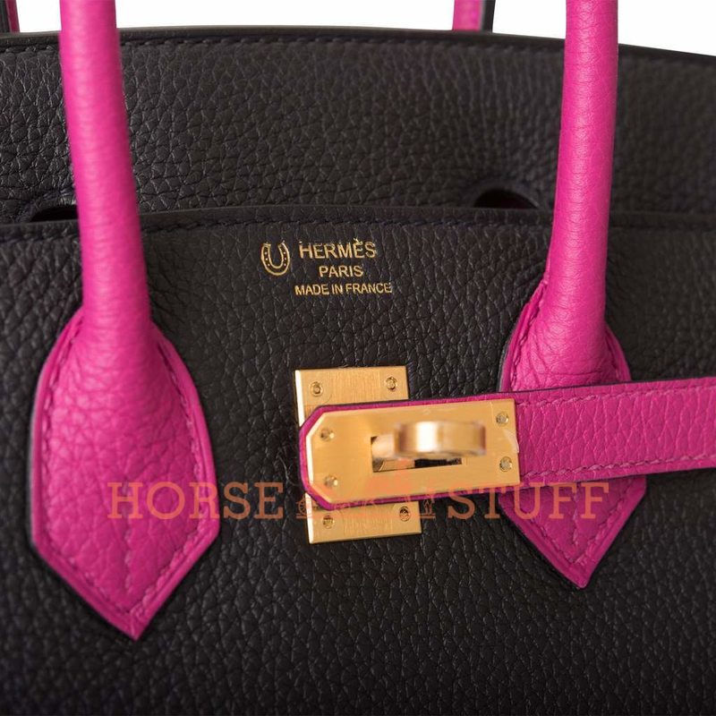 Hermès Birkin 25 Special Order HSS Black / Rose Pourpre Togo BGHW