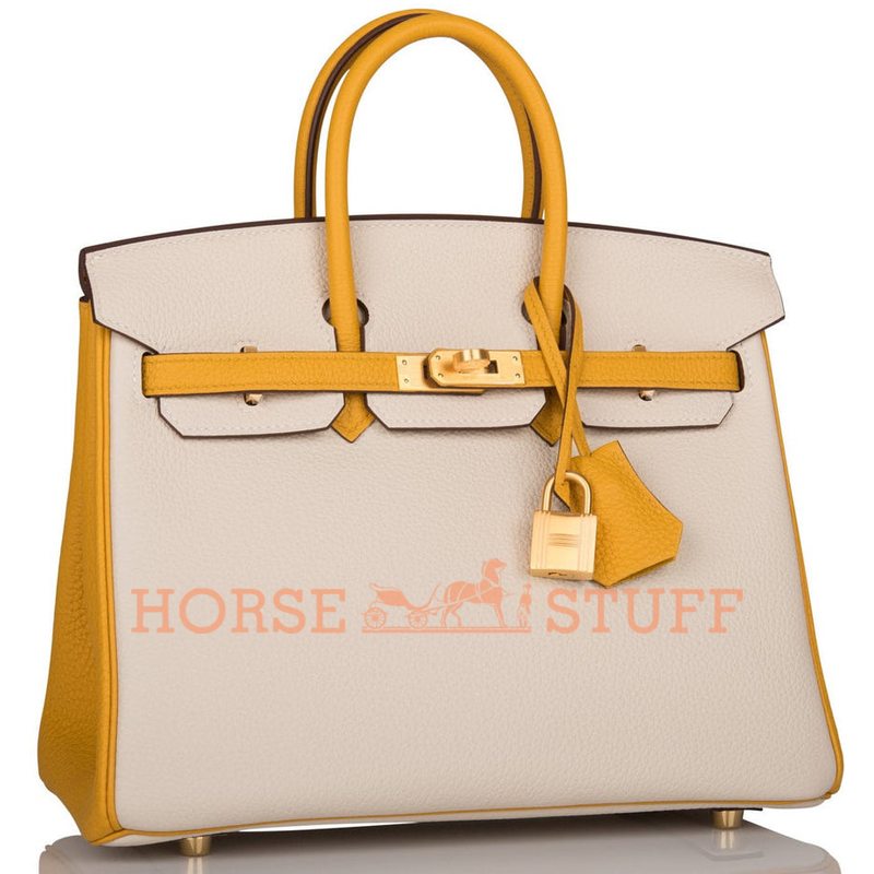 Hermès Birkin 25 Special Order HSS Craie / Jaune Ambre Togo BGHW