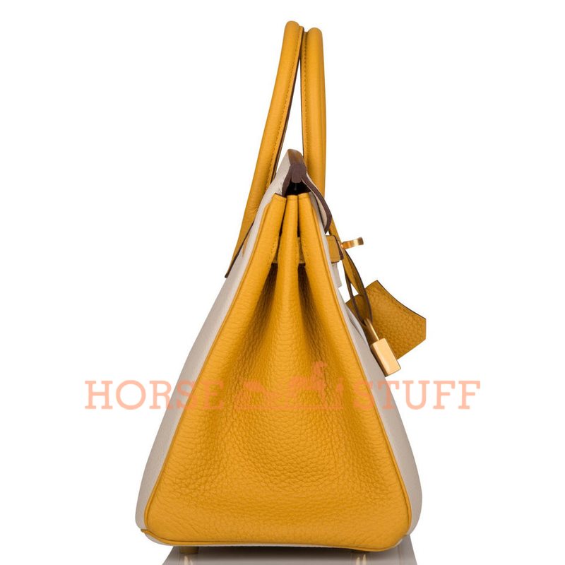 Hermès Birkin 25 Special Order HSS Craie / Jaune Ambre Togo BGHW