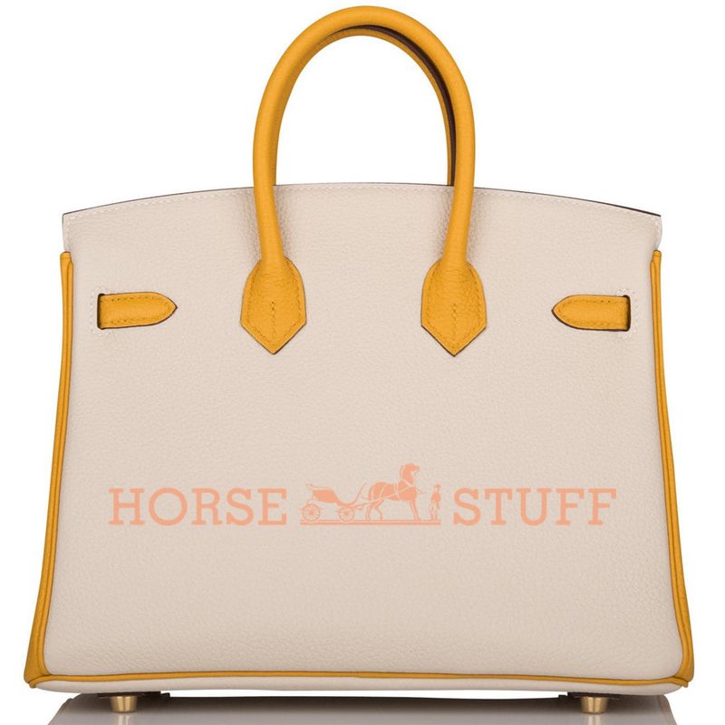 Hermès Birkin 25 Special Order HSS Craie / Jaune Ambre Togo BGHW