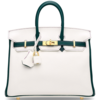 Hermès Birkin 25 Special Order HSS White / Malachite with Anemone Stitching Togo BGHW