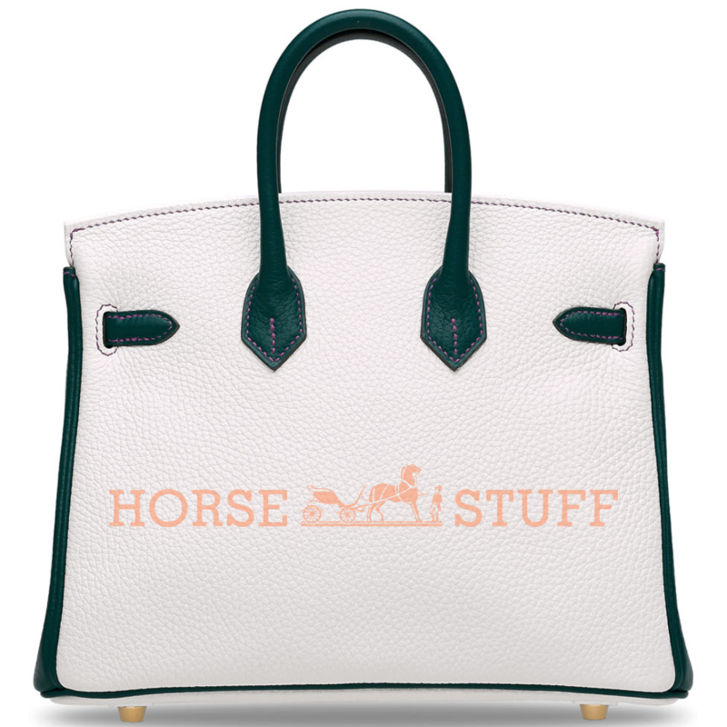 Hermès Birkin 25 Special Order HSS White / Malachite with Anemone Stitching Togo BGHW