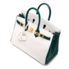 Hermès Birkin 25 Special Order HSS White / Malachite with Anemone Stitching Togo BGHW