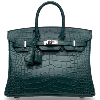 Hermès Birkin 25 Special Order HSS Verso Vert Cypress / Blue Saint Cyr Matte Crocodile Alligator PHW