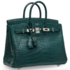 Hermès Birkin 25 Special Order HSS Verso Vert Cypress / Blue Saint Cyr Matte Crocodile Alligator PHW