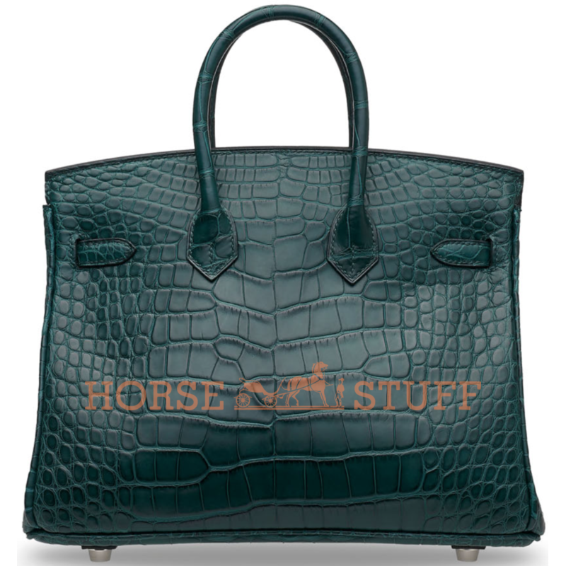 Hermès Birkin 25 Special Order HSS Verso Vert Cypress / Blue Saint Cyr Matte Crocodile Alligator PHW