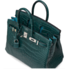 Hermès Birkin 25 Special Order HSS Verso Vert Cypress / Blue Saint Cyr Matte Crocodile Alligator PHW