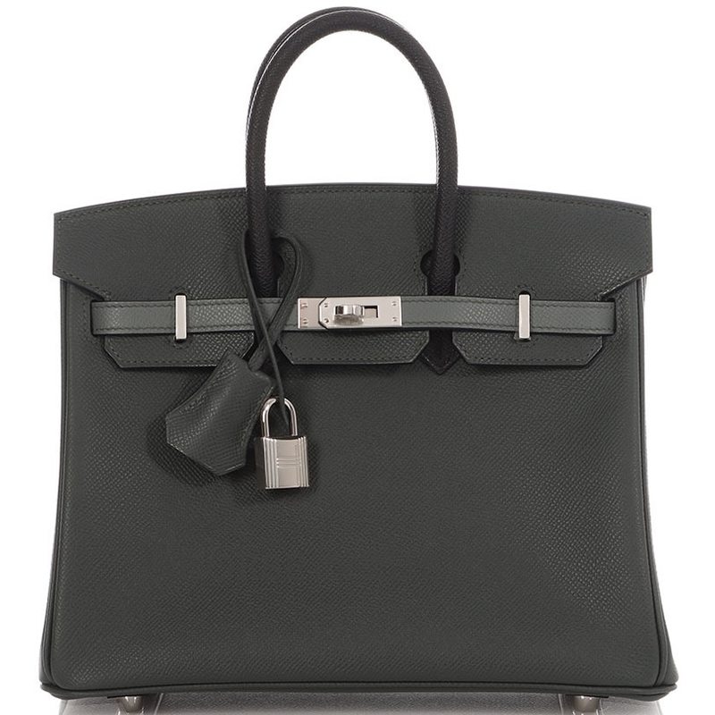 Hermès Birkin 25 Limited Edition Tricolor Black / Vert Amande / Vert Mangrove Epsom PHW