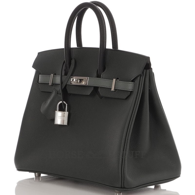 Hermès Birkin 25 Limited Edition Tricolor Black / Vert Amande / Vert Mangrove Epsom PHW