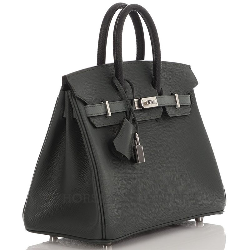 Hermès Birkin 25 Limited Edition Tricolor Black / Vert Amande / Vert Mangrove Epsom PHW