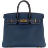 Hermès Birkin 25 Limited Edition Tricolor Bleu de Prusse / Indigo / Black Epsom GHW