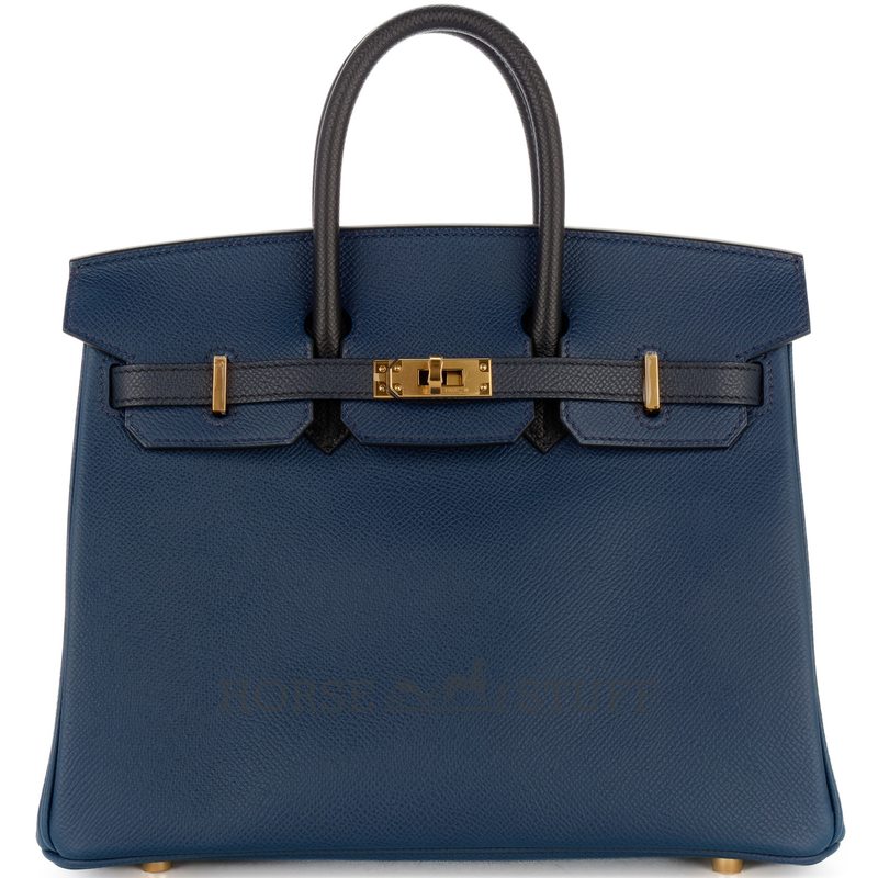 Hermès Birkin 25 Limited Edition Tricolor Bleu de Prusse / Indigo / Black Epsom GHW