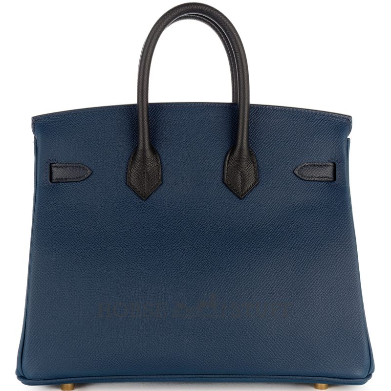 Hermès Birkin 25 Limited Edition Tricolor Bleu de Prusse / Indigo / Black Epsom GHW