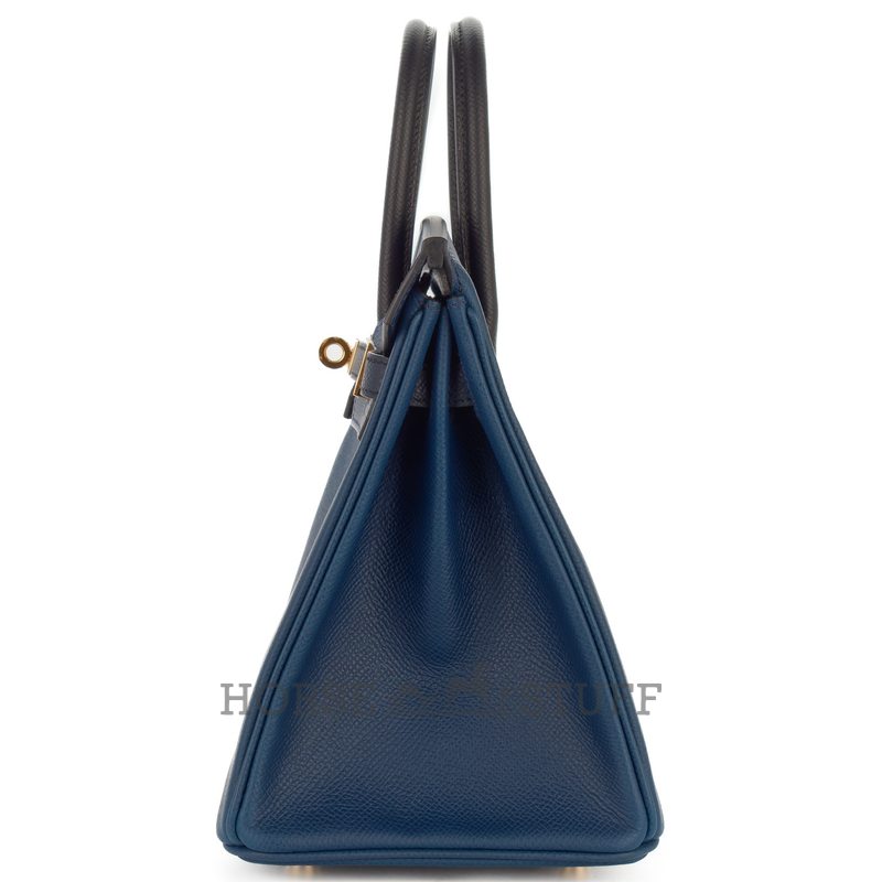 Hermès Birkin 25 Limited Edition Tricolor Bleu de Prusse / Indigo / Black Epsom GHW