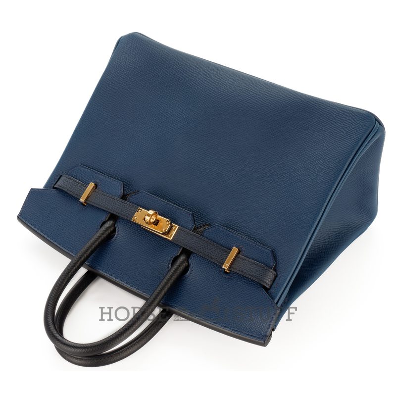 Hermès Birkin 25 Limited Edition Tricolor Bleu de Prusse / Indigo / Black Epsom GHW
