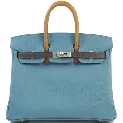 Hermès Birkin 25 Limited Edition Tricolor Blue Jean / Sesame / Ecorce Epsom PHW
