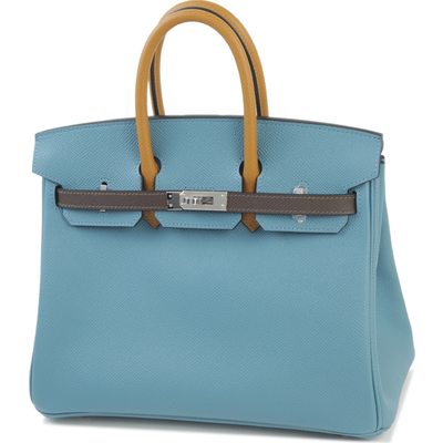 Hermès Birkin 25 Limited Edition Tricolor Blue Jean / Sesame / Ecorce Epsom PHW