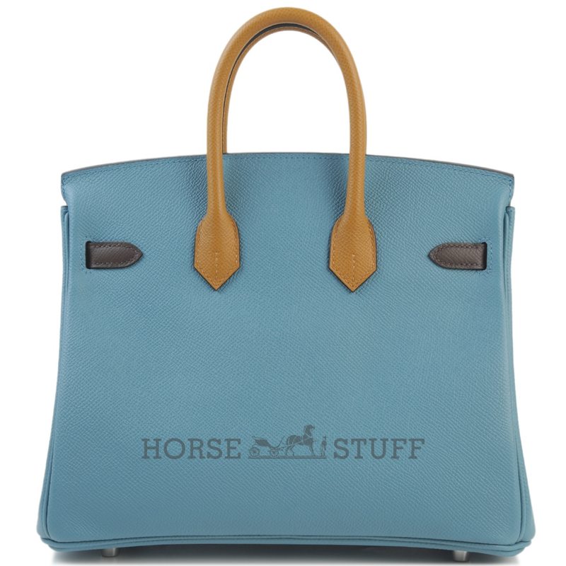 Hermès Birkin 25 Limited Edition Tricolor Blue Jean / Sesame / Ecorce Epsom PHW